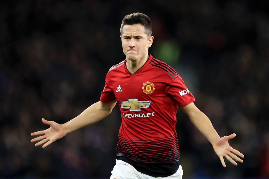 Ander Herrera of Manchester United celebrates after scoring his team's second goal during the Premier League match between Cardiff City and Manches...