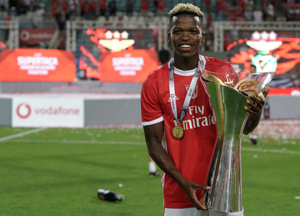 Florentino Luis of SL Benfica celebrates with trophy after winning the Portuguese SuperCup at the end of the Portuguese SuperCup match between SL B...