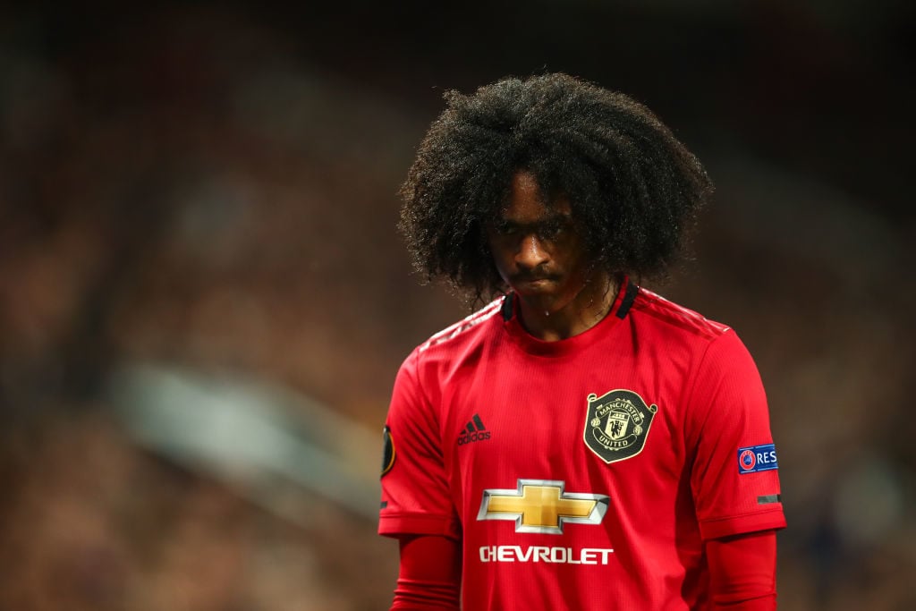 MANCHESTER, ENGLAND - SEPTEMBER 19: Tahith Chong of Manchester United during the UEFA Europa League group L match between Manchester United and FK Astana at Old Trafford on September 19, 2019 in Manchester, United Kingdom.