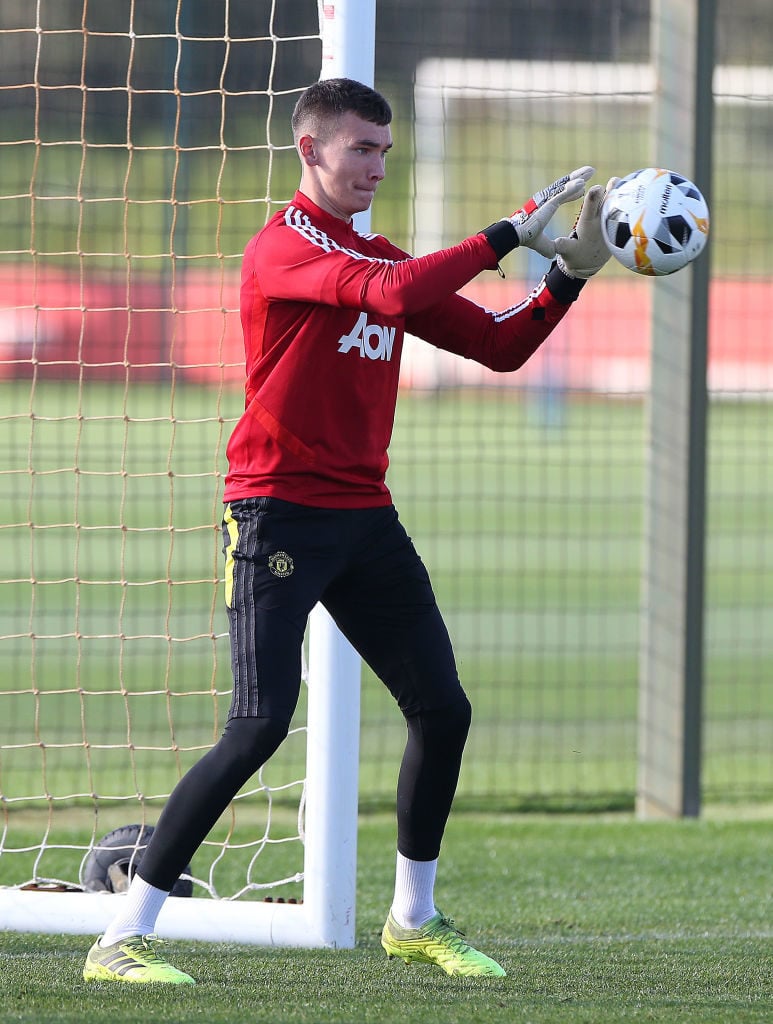 MANCHESTER, ENGLAND - OCTOBER 23: Matej Kovar of Manchester United in action during a first team training session at Aon Training Complex on October 23, 2019 in Manchester, England.