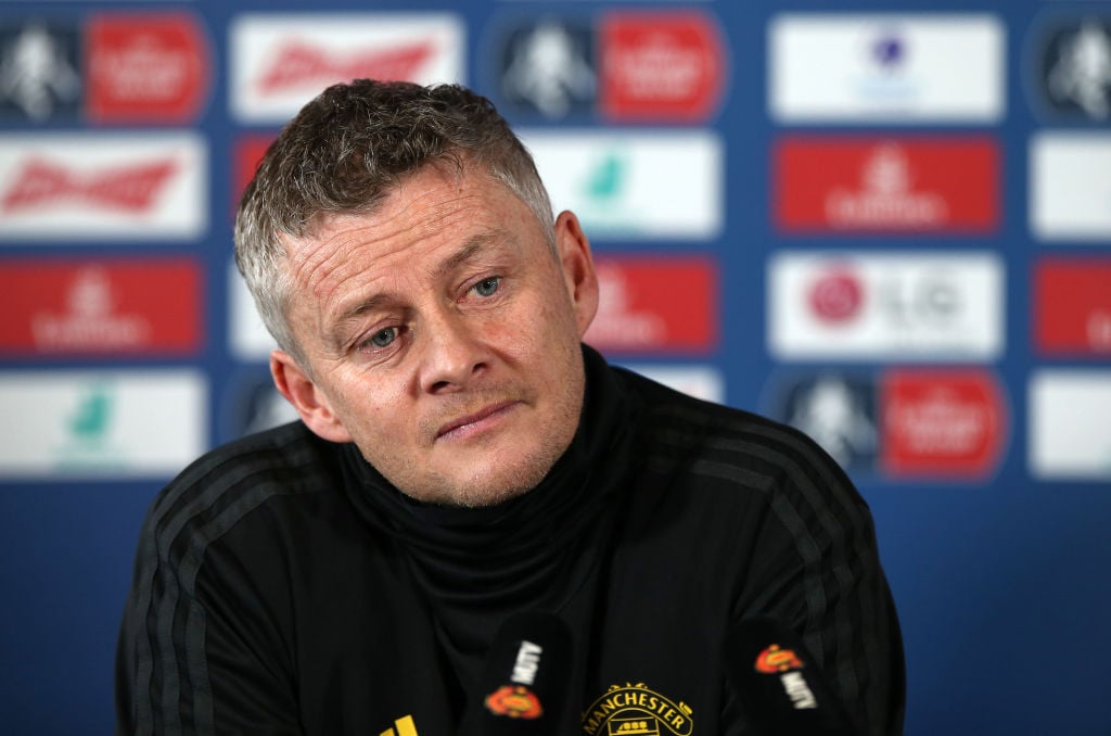 (EXCLUSIVE COVERAGE) Manager Ole Gunnar Solskjaer of Manchester United speaks during a press conference at Aon Training Complex on January 24, 2020...