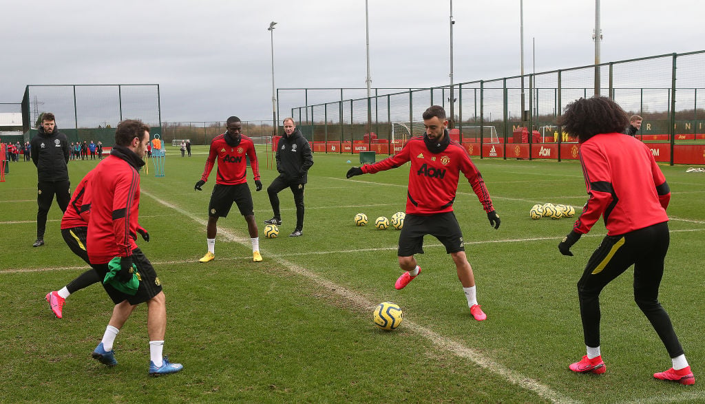 Bruno Fernandes pictured training for Manchester United for first time