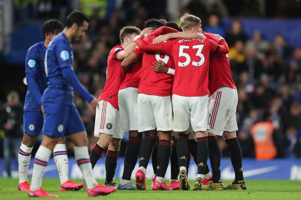 Marcus Rashford reacts to Manchester United's win over Chelsea