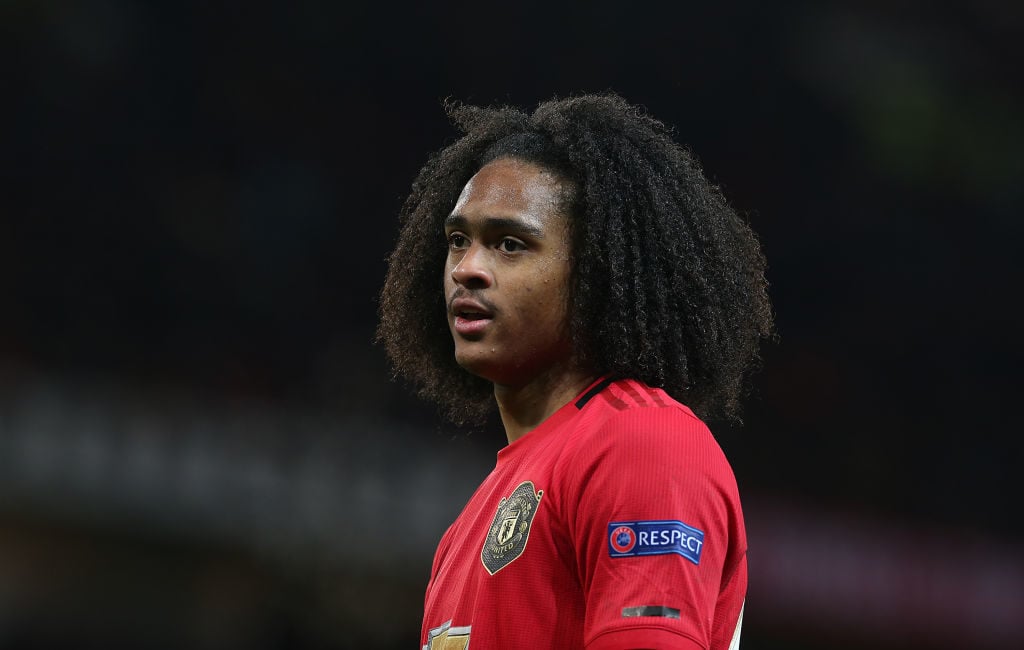 MANCHESTER, ENGLAND - FEBRUARY 27: Tahith Chong of Manchester United in action during the UEFA Europa League round of 32 second leg match between Manchester United and Club Brugge at Old Trafford on February 27, 2020 in Manchester, United Kingdom.