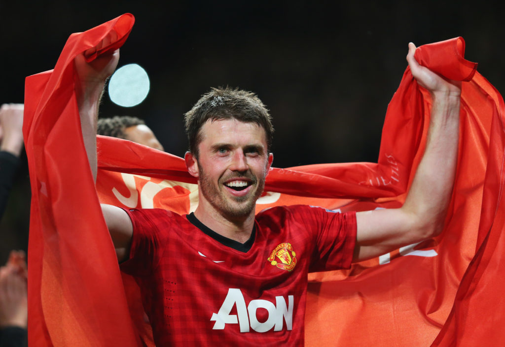 Michael Carrick celebrating league success