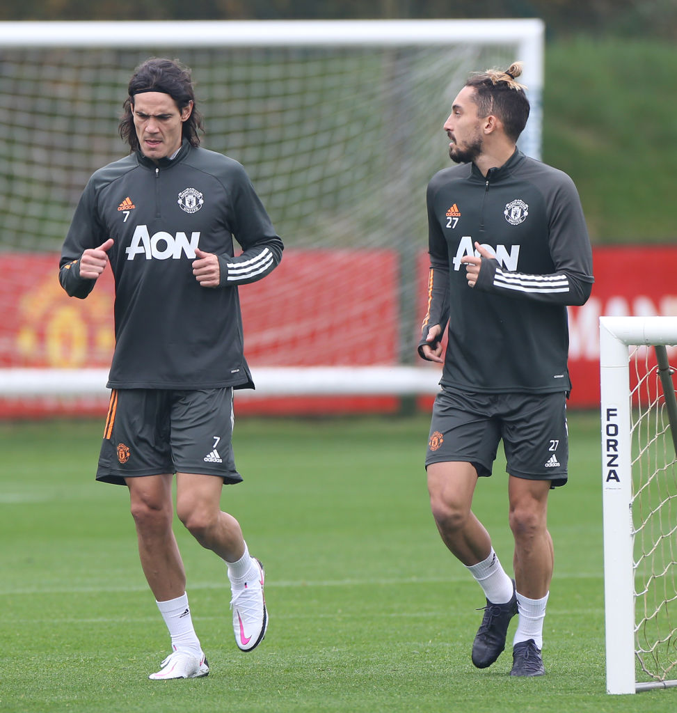 Edinson Cavani Trains at Manchester United
