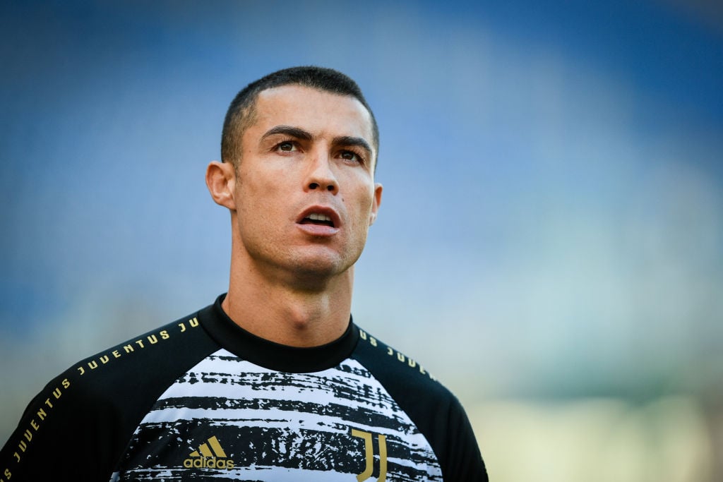 Cristiano Ronaldo of Juventus FC looks on during the Serie A match between SS Lazio and Juventus FC at Stadio Olimpico, Rome, Italy on 8 November 2...