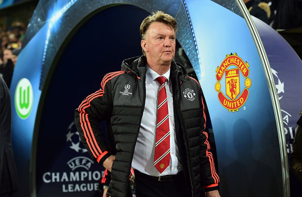 Manchester United's Dutch manager Louis van Gaal is pictured during the UEFA Champions League Group B second-leg football match VfL Wolfsburg vs Ma...