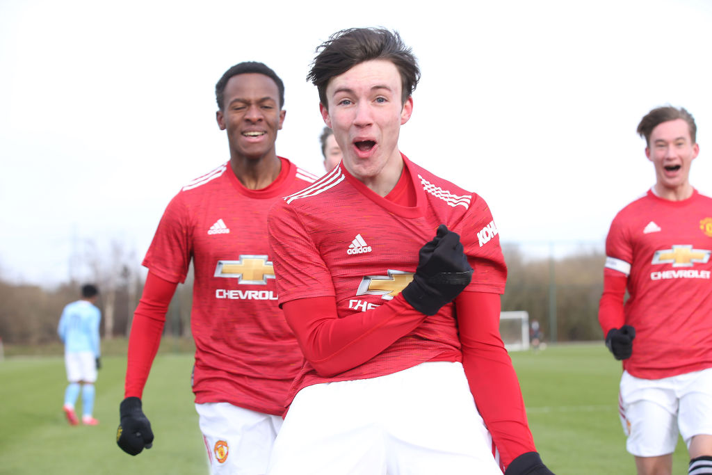 Charlie McNeill scores four to help Manchester United U18s to derby victory