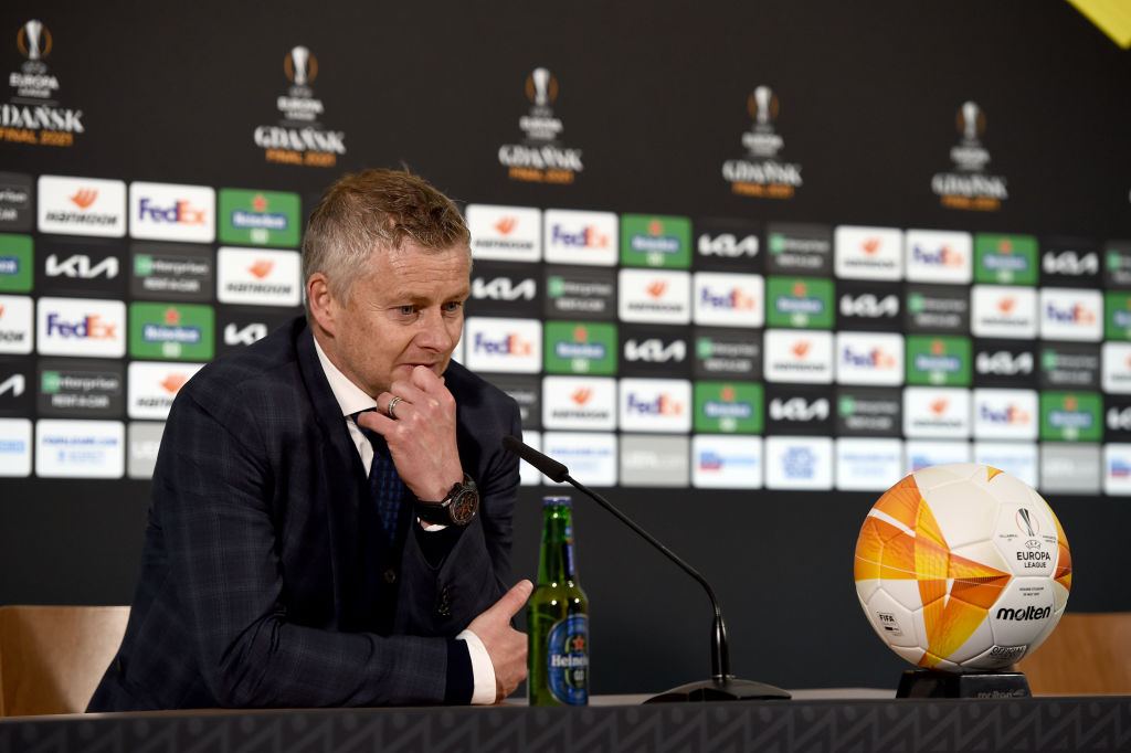 Ole Gunnar Solskjaer reacts to Manchester United's Europa League final defeat