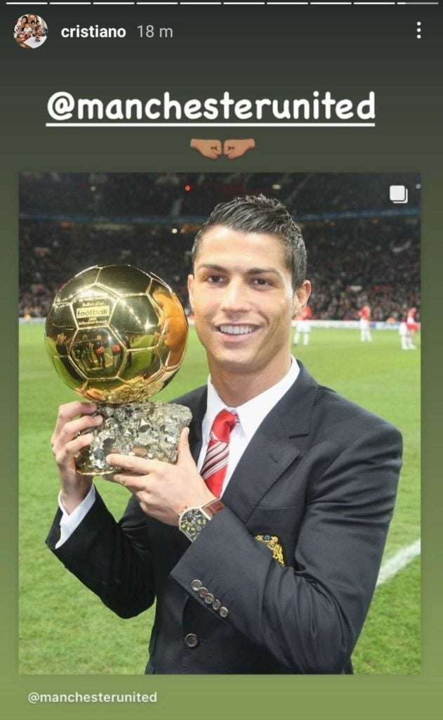 Cristiano Ronaldo shares three of his favourite Manchester United pictures