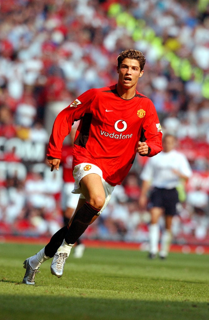 Ronaldo in action during the FA Barclaycard Premiership match between Manchester United v Bolton Wanderers at Old Trafford on August 16, 2003 in Ma...