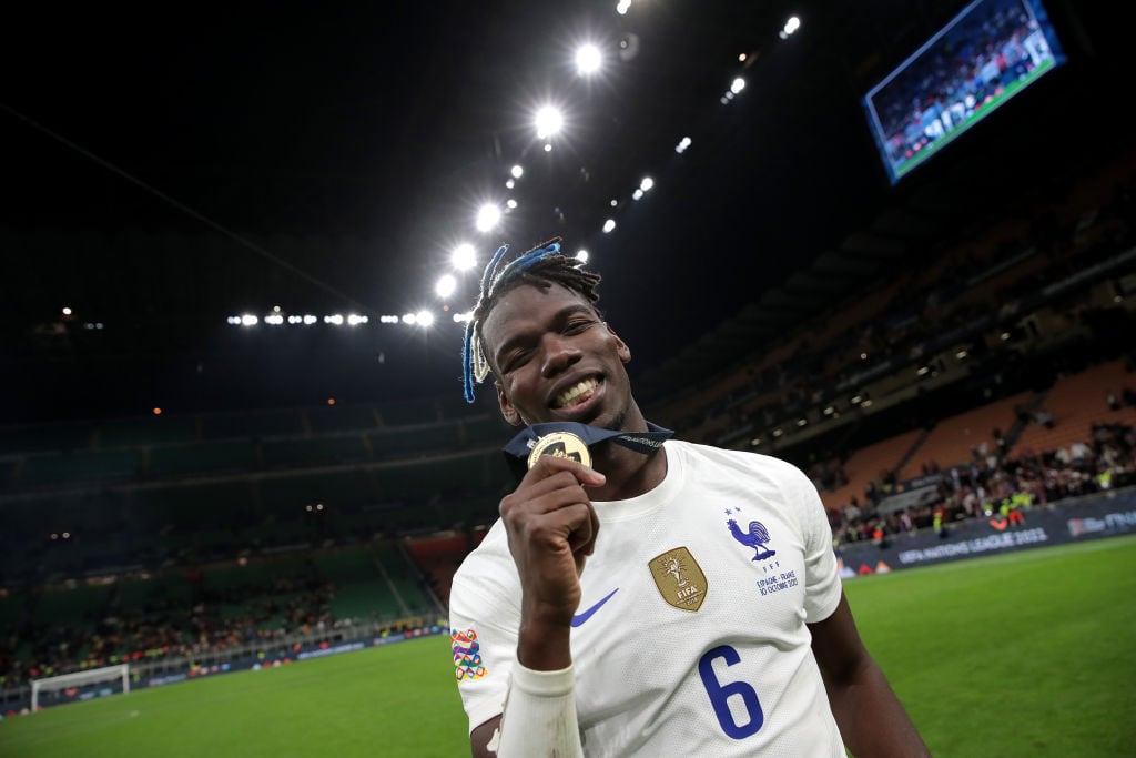Paul Pogba reacts to France's UEFA Nations League win