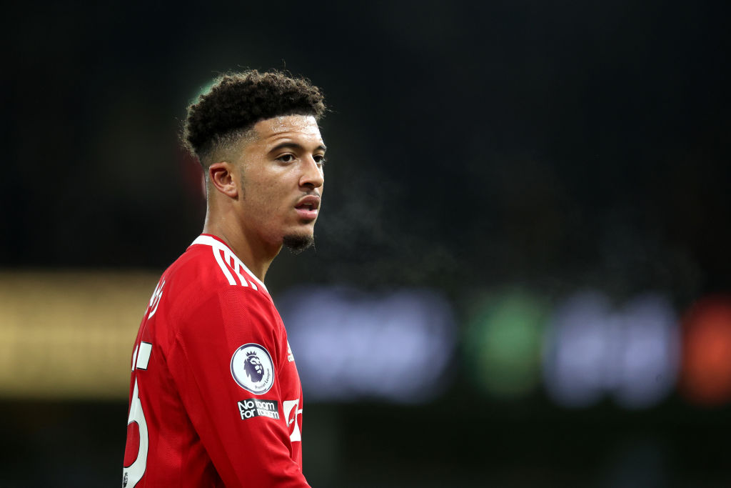 Jadon Sancho pictured working out in Manchester United kit