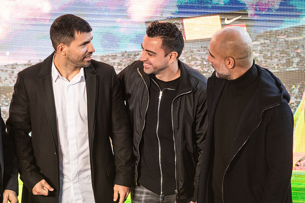 Kun Aguero Press Conference In Barcelona
