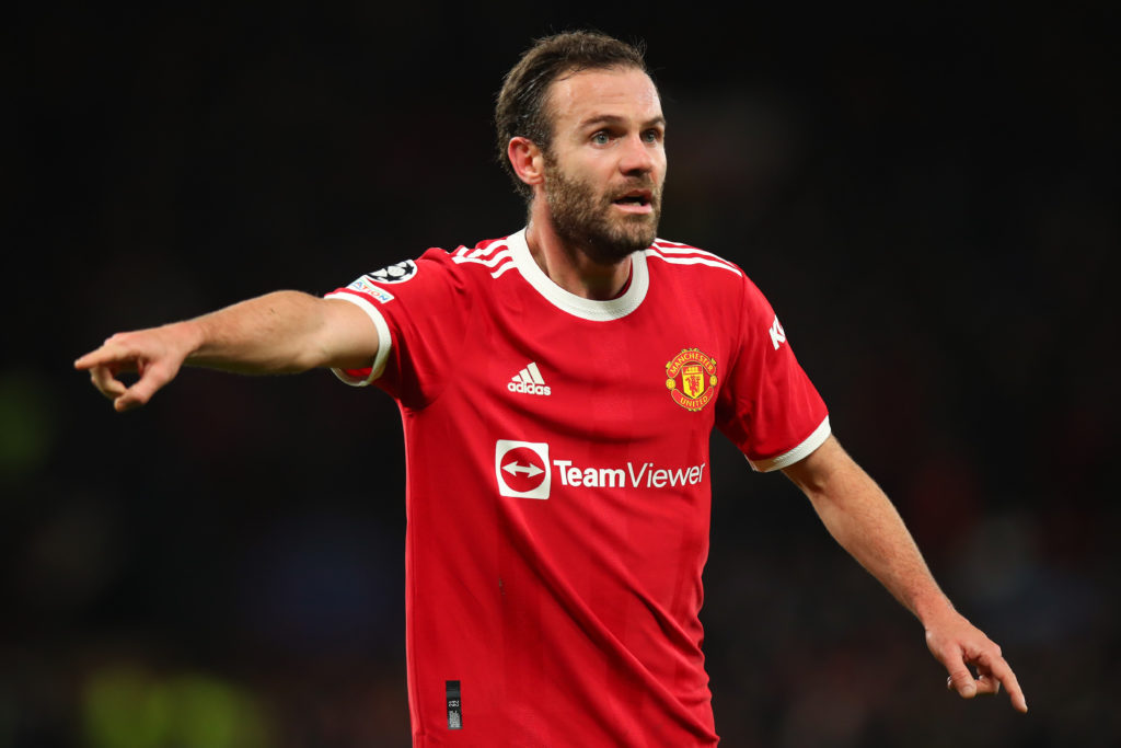 Juan Mata in Manchester United shirt - pointing