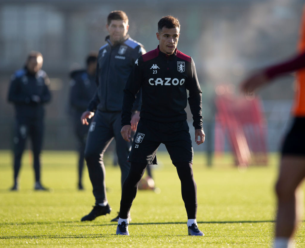 Philippe Coutinho Trains for the First Time at Aston Villa