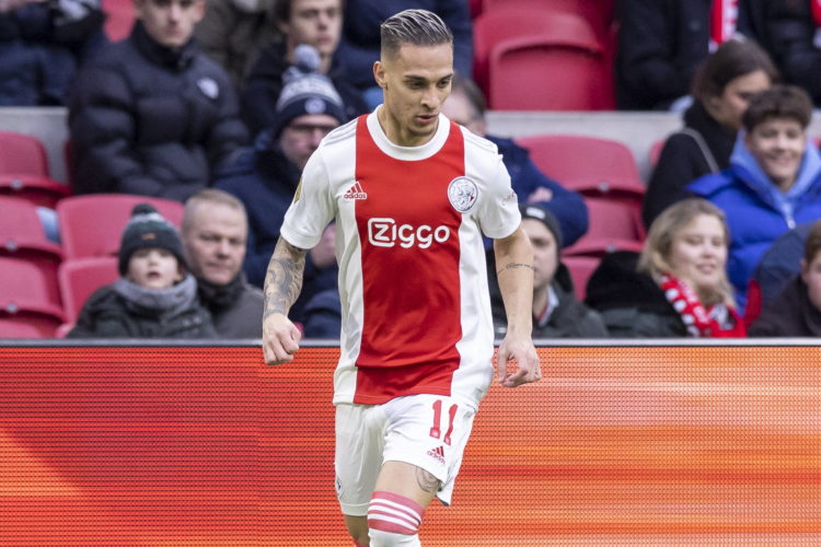 AMSTERDAM, NETHERLANDS - FEBRUARY 13: Antony Mattheus dos Santos of AFC Ajax looks on during the Dutch Eredivisie match between Ajax and FC Twente ...