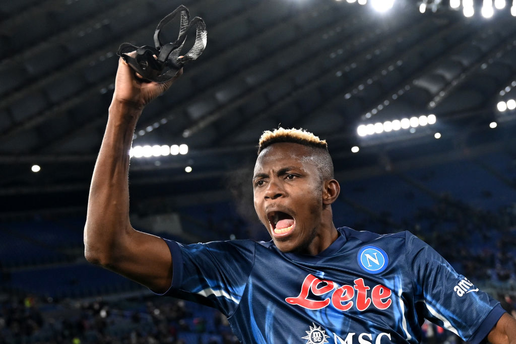 Victor Osimhen of SSC Napoli celebrates at the end of the