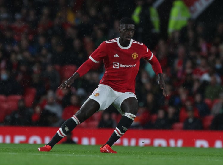 Axel Tuanzebe of Manchester United in action during the pre-season friendly match between Manchester United and Brentford at Old Trafford on July 2...