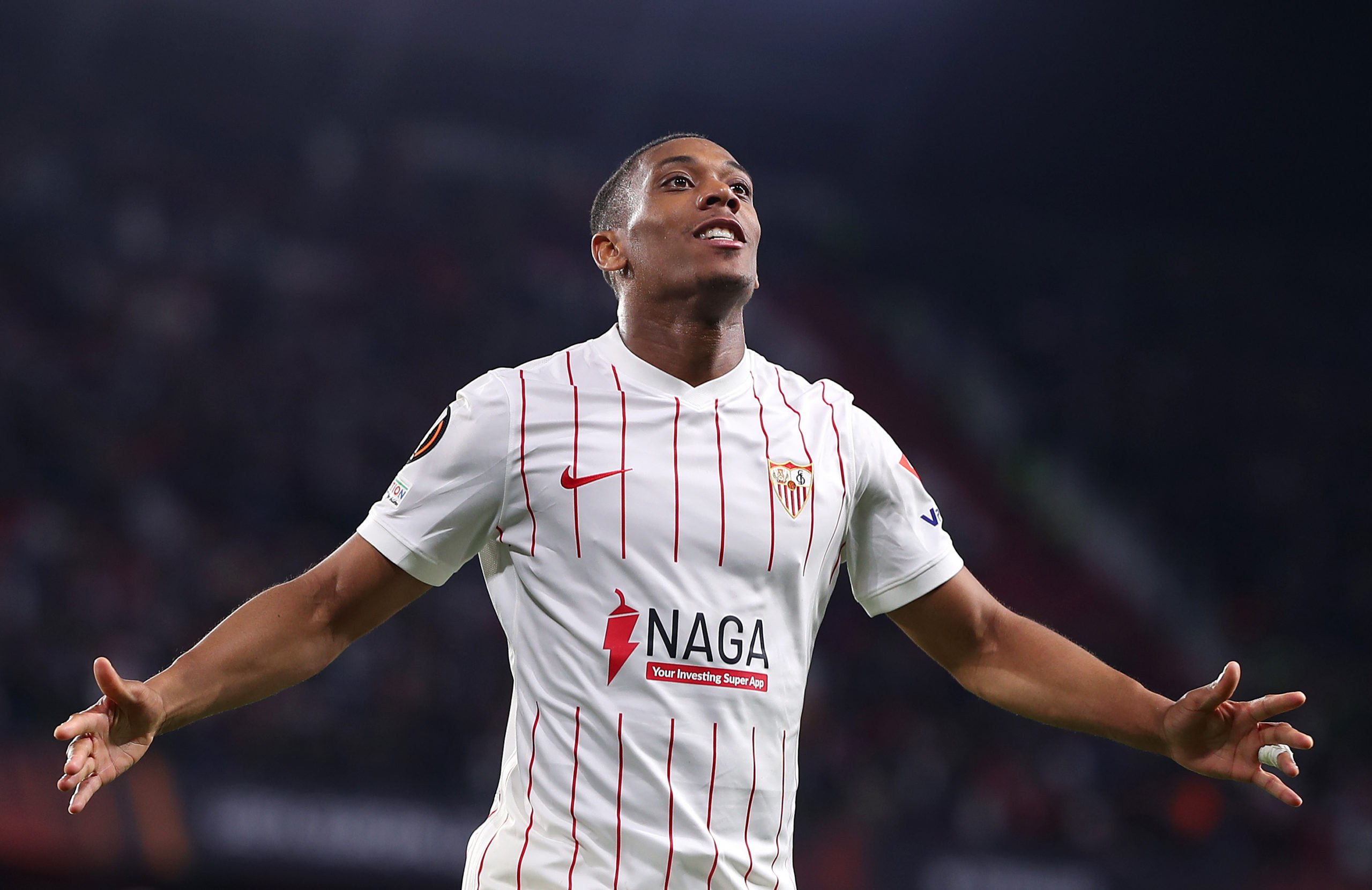 Anthony Martial celebrates scoring first goal of Sevilla loan spell, Amad unused sub in big Rangers win