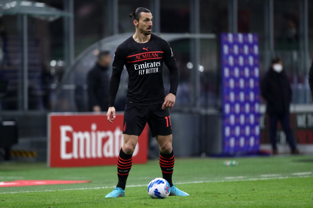 Zlatan Ibrahimovic of Ac Milan  in action during the Serie A match between Ac Milan and Empoli Fc. Ac Milan wins 1-0 over Empoli Fc.