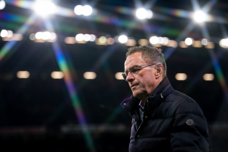 Manchester United Head Coach / Manager Ralf Rangnick looks on at the end of the UEFA Champions League Round Of Sixteen Leg Two match between Manche...