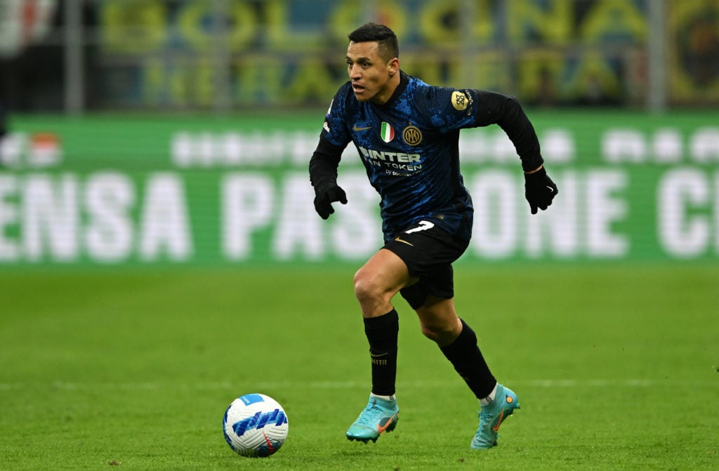 Alexis Sanchez of FC Internazionale during the Serie A match between FC Internazionale and ACF Fiorentina at Stadio Giuseppe Meazza on March 19, 20...