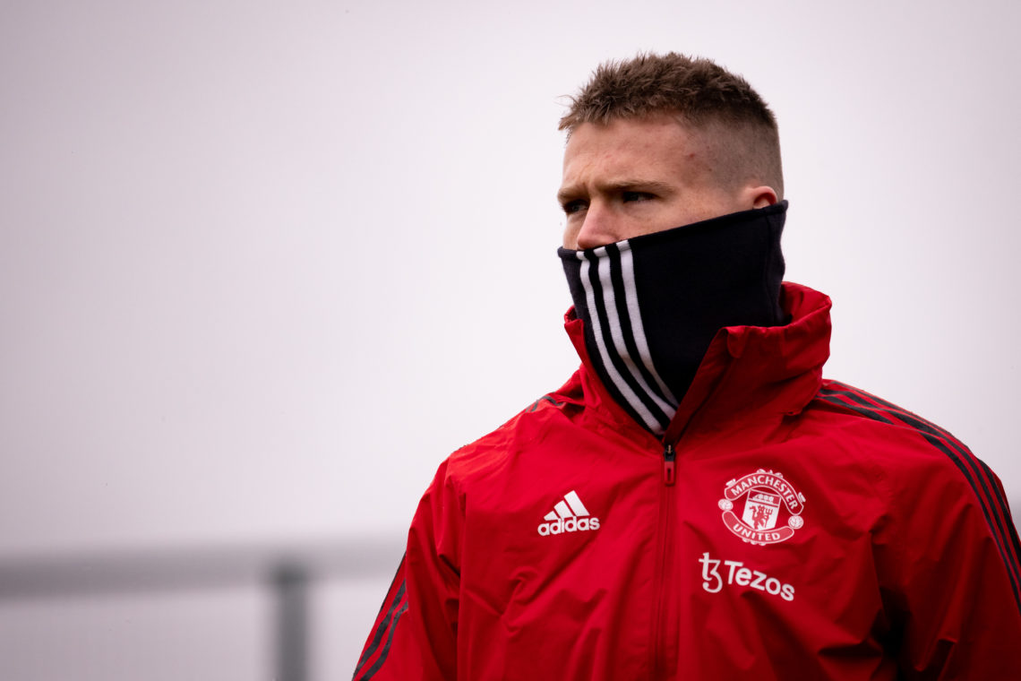 Scott McTominay pictured back in Manchester United training ahead of City game
