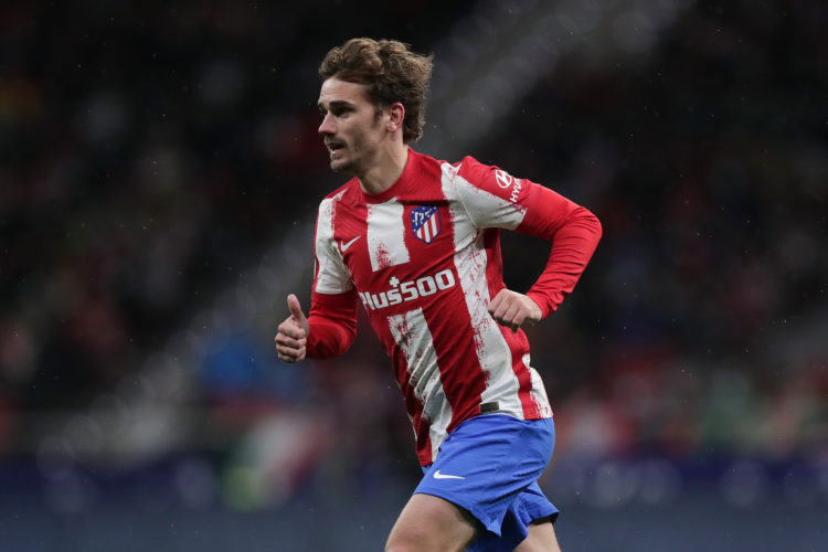 Antoine Griezmann of Atletico de Madrid in action during the LaLiga Santander match between Club Atletico de Madrid and Cadiz CF at Estadio Wanda M...