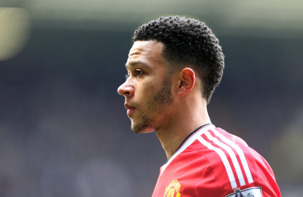 Memphis Depay of Manchester United during the Barclays Premier League match between Tottenham Hotspur and Manchester United at White Hart Lane on A...