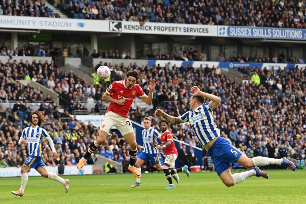 Edinson Cavani reacts to Manchester United's 4-0 battering at Brighton