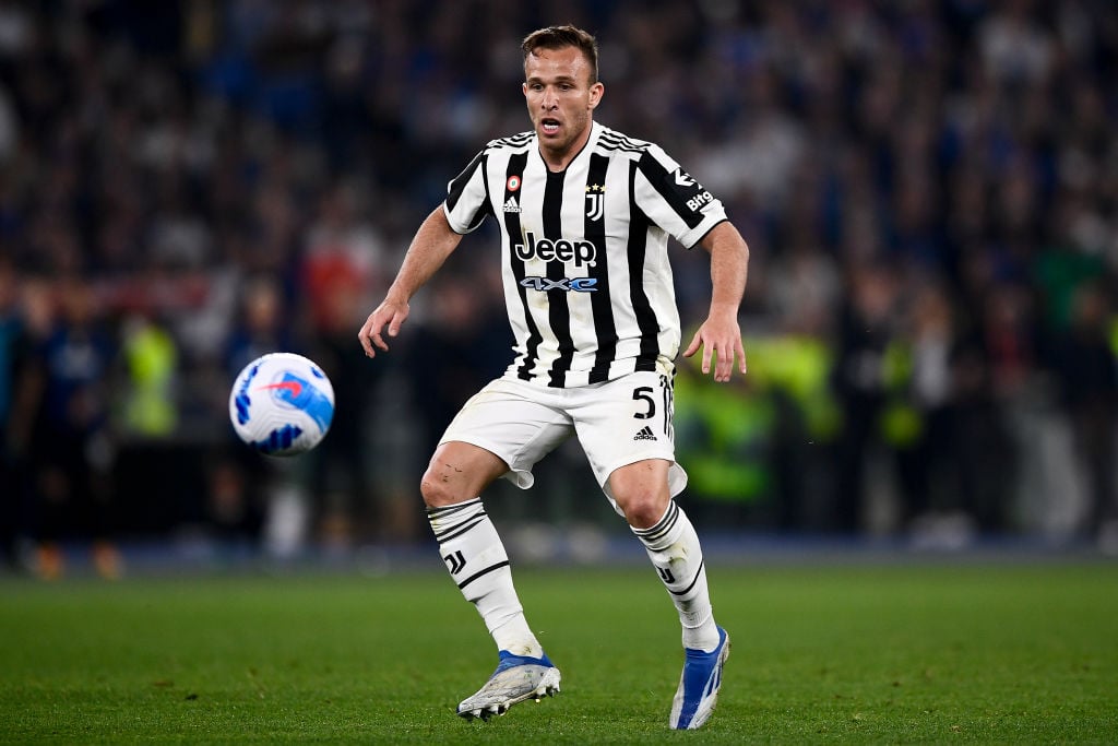 Arthur Melo of Juventus FC in action during the Coppa Italia...