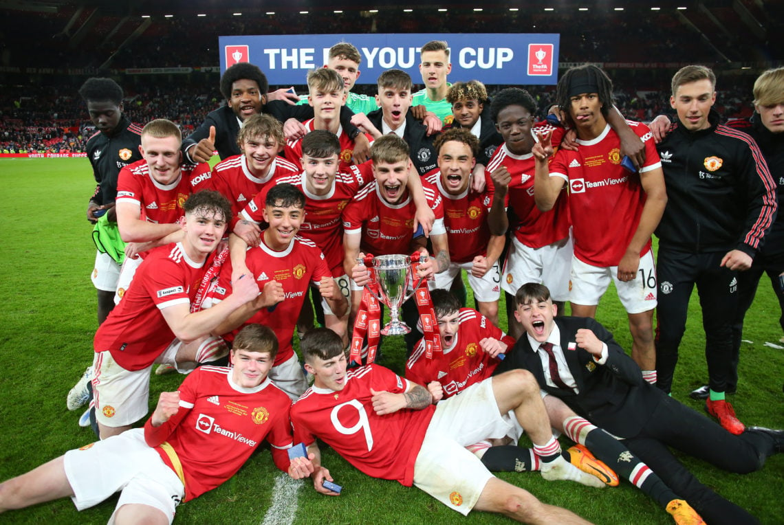 Bruno Fernandes and Marcus Rashford react to Manchester United's FA Youth Cup victory
