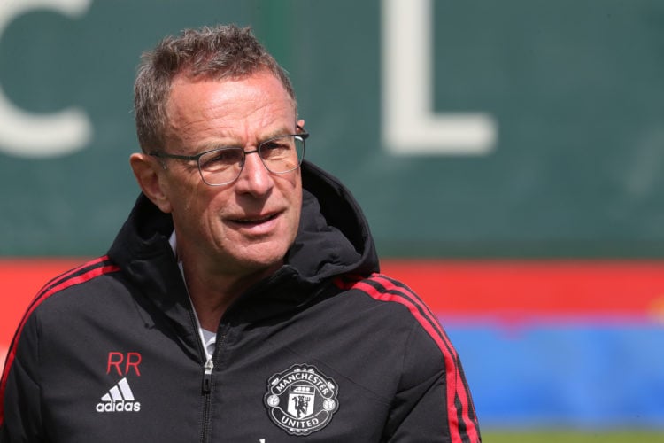 (EXCLUSIVE COVERAGE)  Interim Manager Ralf Rangnick of Manchester United in action during a first team training session at Carrington Training Grou...