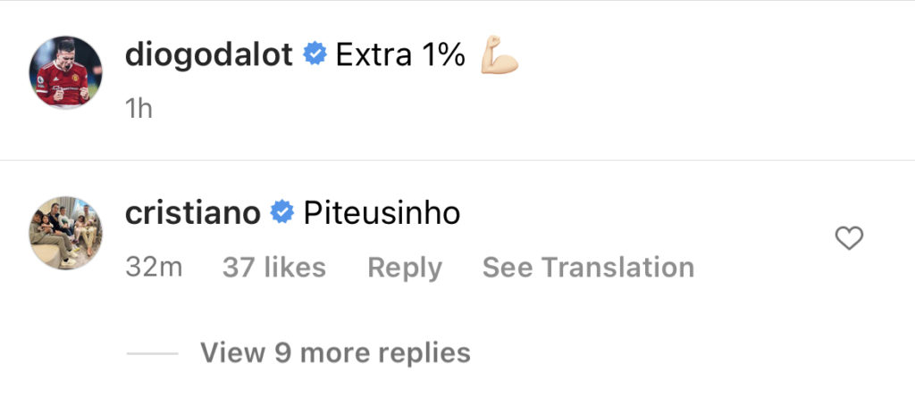 Ronaldo response to Dalot