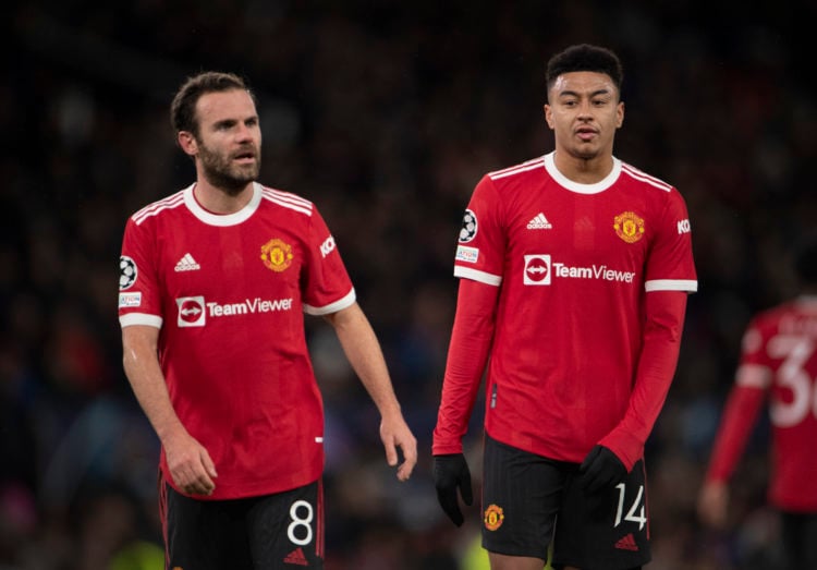 Jesse Lingard and Juan Mata of Manchester United during the UEFA Champions League group F match between Manchester United and BSC Young Boys at Old...