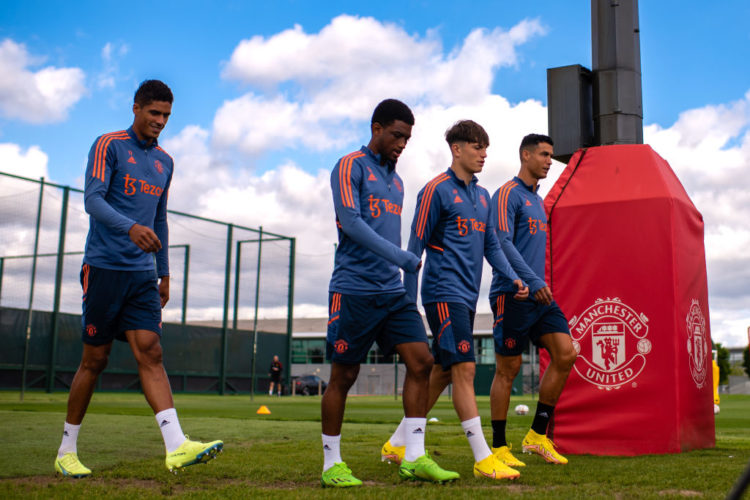 Manchester United pictured training ahead of Premier League opener