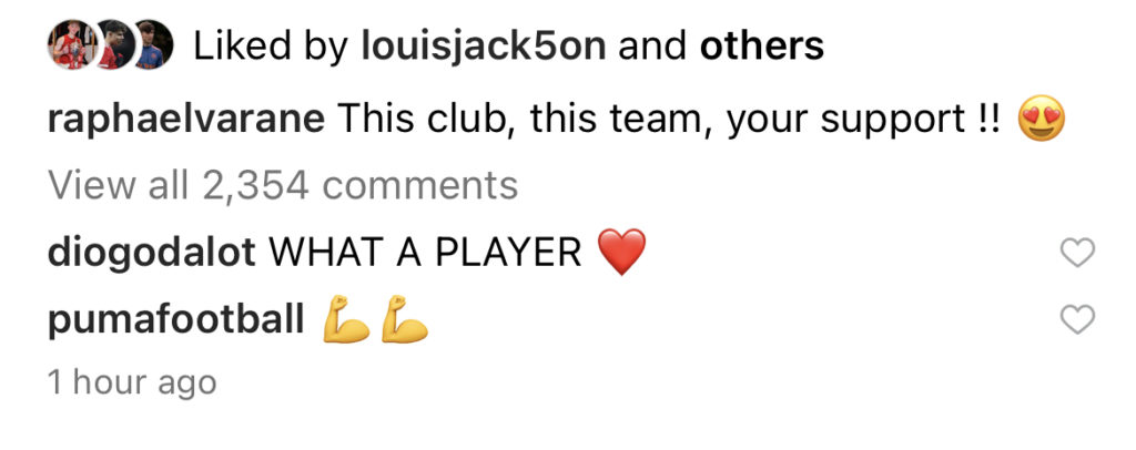 Dalot message to Varane