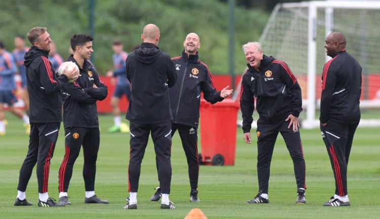 Toby Collyer pictured in Manchester United training as Zidane Iqbal shows new haircut