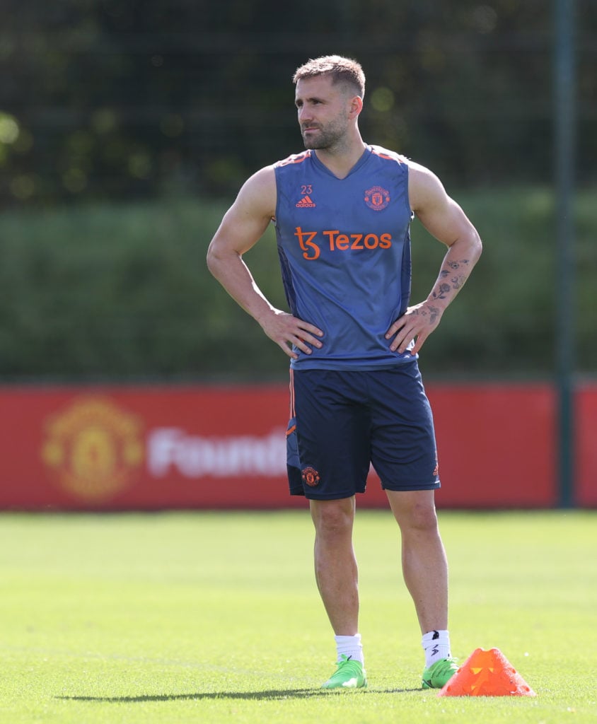 Photo: Luke Shaw looks bulked up in Manchester United training session