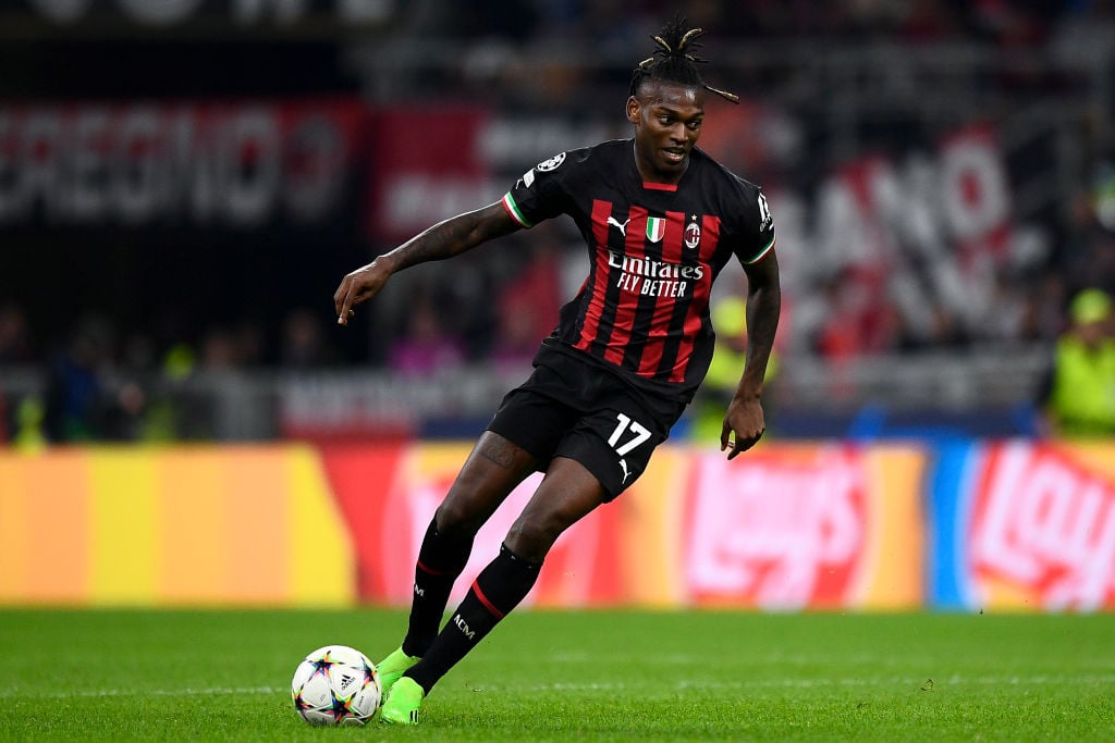Rafael Leao of AC Milan in action during the UEFA Champions...