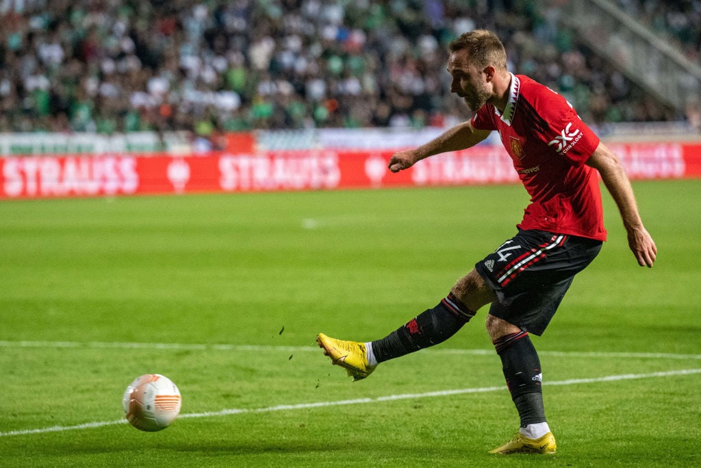 Christian Eriksen of Manchester United in action during the UEFA Europa League group E match between Omonia Nikosia and Manchester United at GSP St...