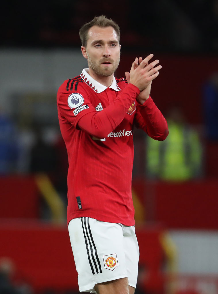 EAST RUTHERFORD, NJ - JULY 22: Christian Eriksen #14 of Manchester United  during the Champions Tour soccer game against Arsenal on July 22, 2023 at  MetLife Stadium in East Rutherford, New Jersey. (