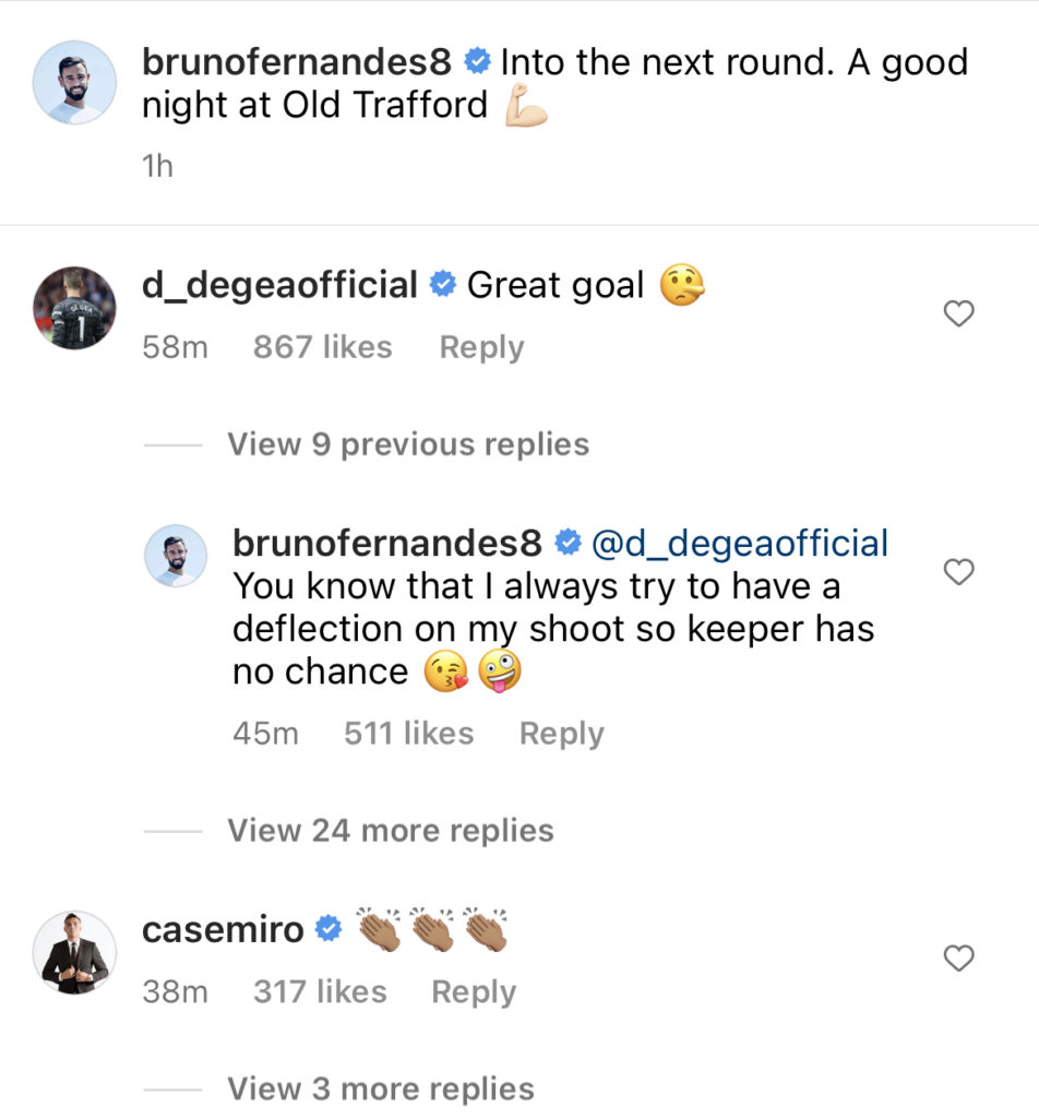 De Gea reply to Fernandes