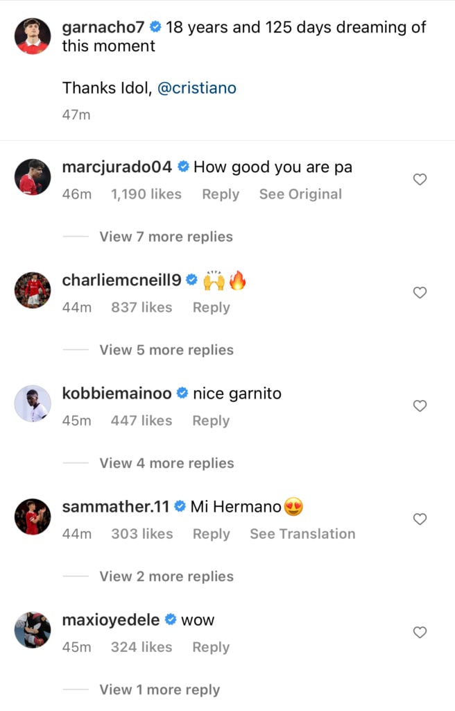 Reaction to Garnacho goal