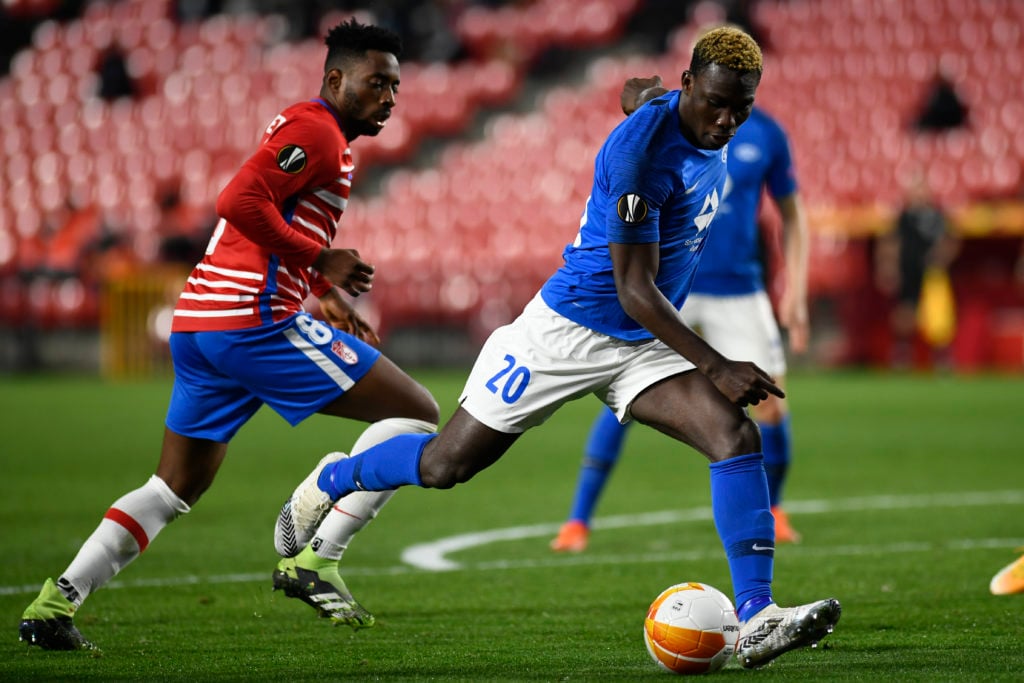 Granada CF player Yan Eteki and Molde FK player David Datro