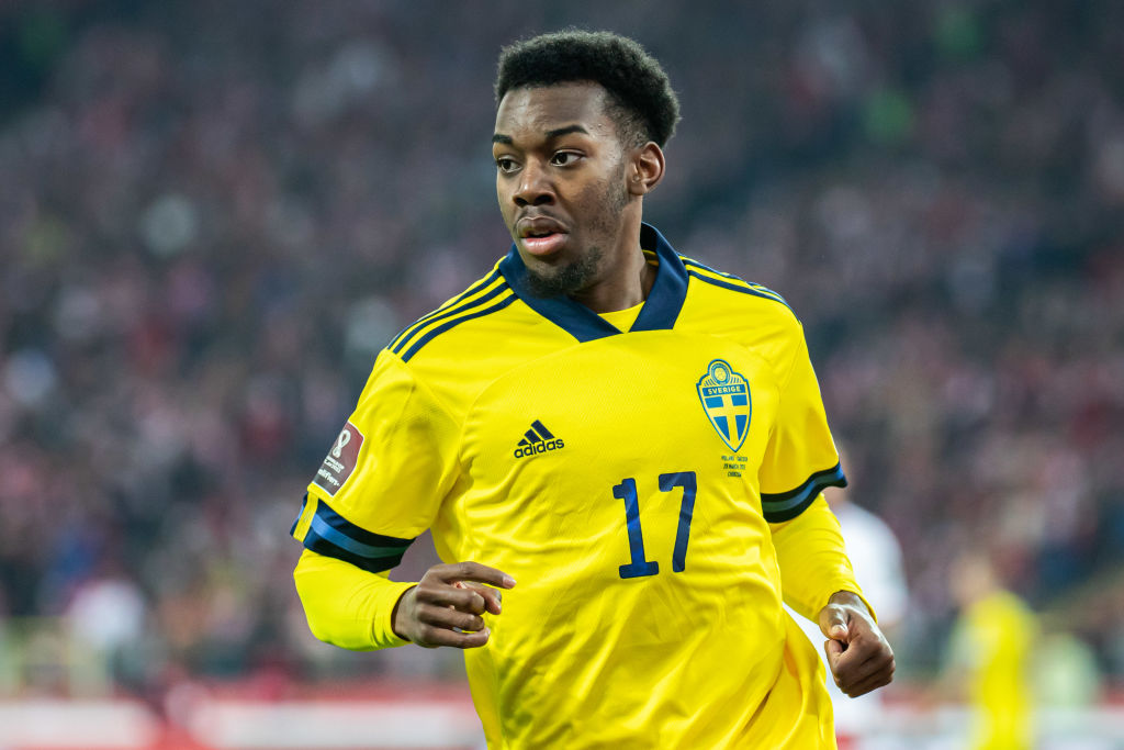Anthony Elanga of Sweden seen in action during the 2022 FIFA