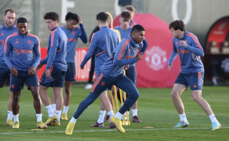 Marcus Rashford doing extra work on his heading and benefiting from Ten Hag's specialist coaching