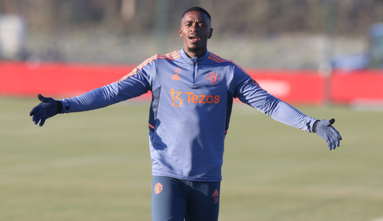 Axel Tuanzebe pictured training at Carrington for first time since July